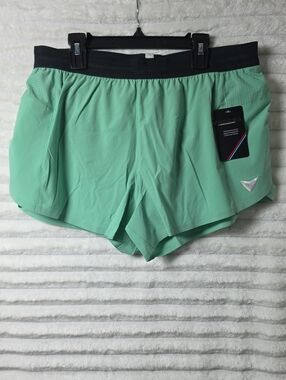 0499 Korsa Women's Athletic Shorts with Built In Underwear, Green; Large